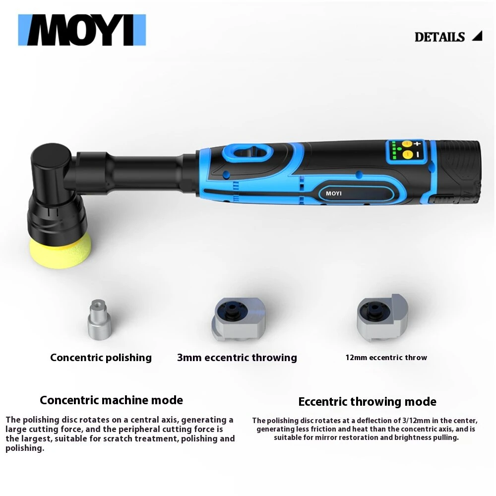 MOYI Portable Handheld Electric Polishing Machine Car Polishing Waxing Glaze Sealing Machine 5 Adjustable Speed Levels Car Polishing Maintenance — view 2