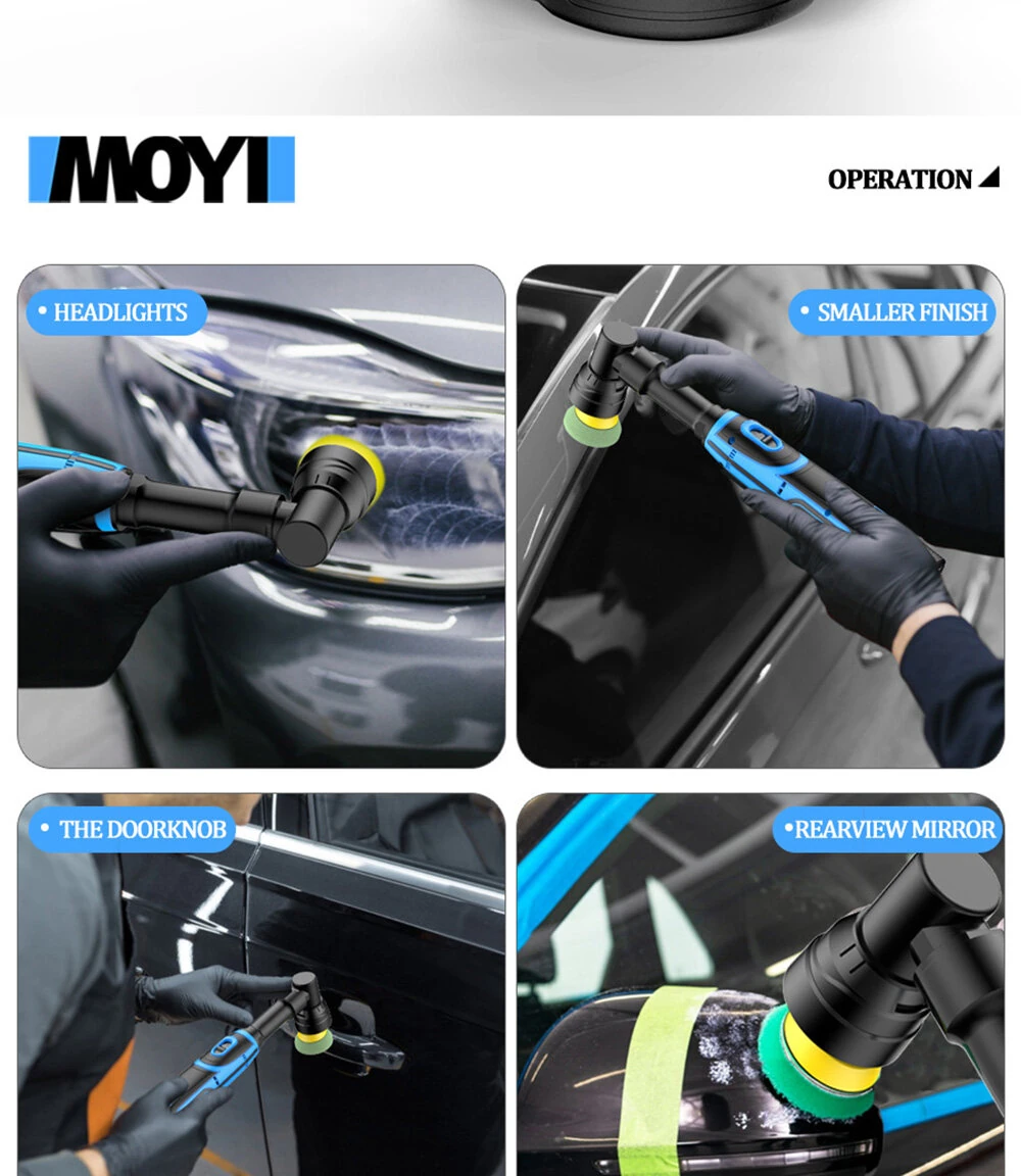 MOYI Portable Handheld Electric Polishing Machine Car Polishing Waxing Glaze Sealing Machine 5 Adjustable Speed Levels Car Polishing Maintenance — view 8