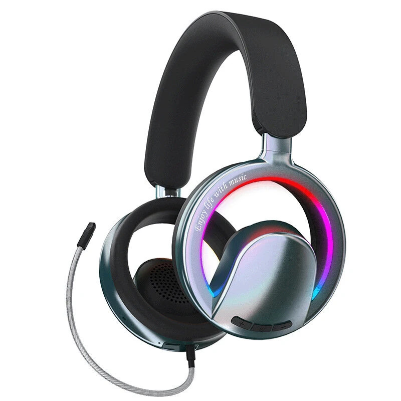 MS-B16 RGB Gaming Headset Wireless bluetooth 6.0 Headphone 40mm Drivers Detachable Mic Low Game Delay Openwork Design Over-Head Gamer Headphones — view 7