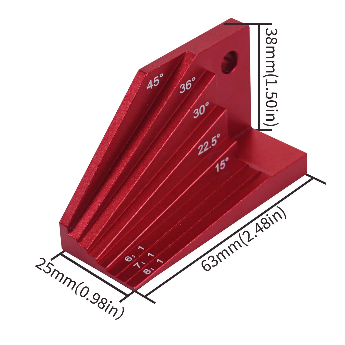 Multi-Angle Bevel Gauge Block Universal Miter Angle Finder with 15°-45° Miter Angles Woodworking Measuring Tool for Router and Carpentry Projects — view 5
