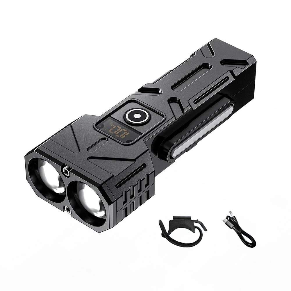 Multi-functional Digital Display Bicycle Headlight Waterproof Super Bright Flashlight for Outdoor Night Riding Hiking Camping — Multi-functional