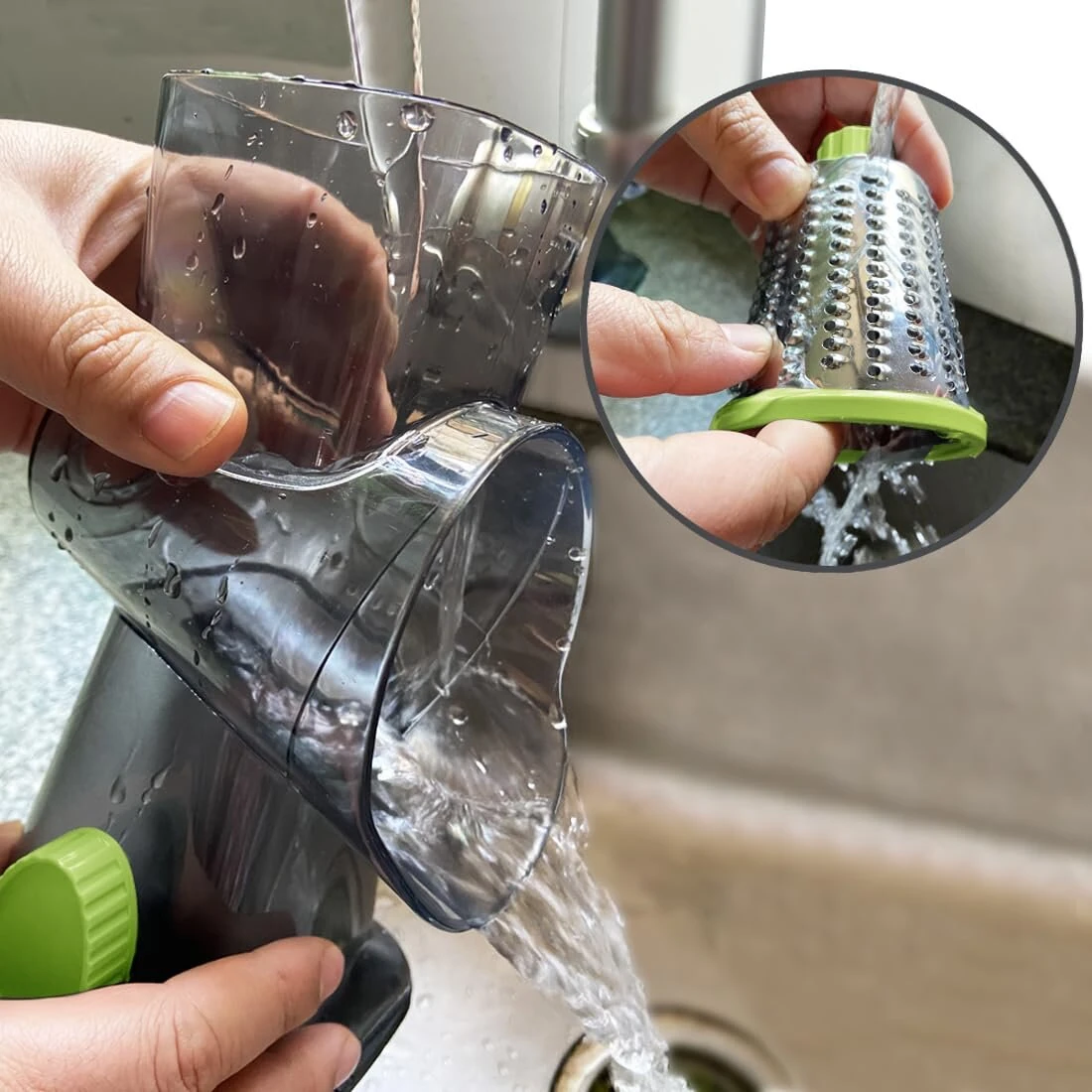 Multi-functional Hand Crank Rotary Slicer Vegetable Cutter Handheld Rotary Cheese Grater Cutter Round Mandoline with Handle Vegetable Slicer Carrot Cutter Nut Grinder — view 8