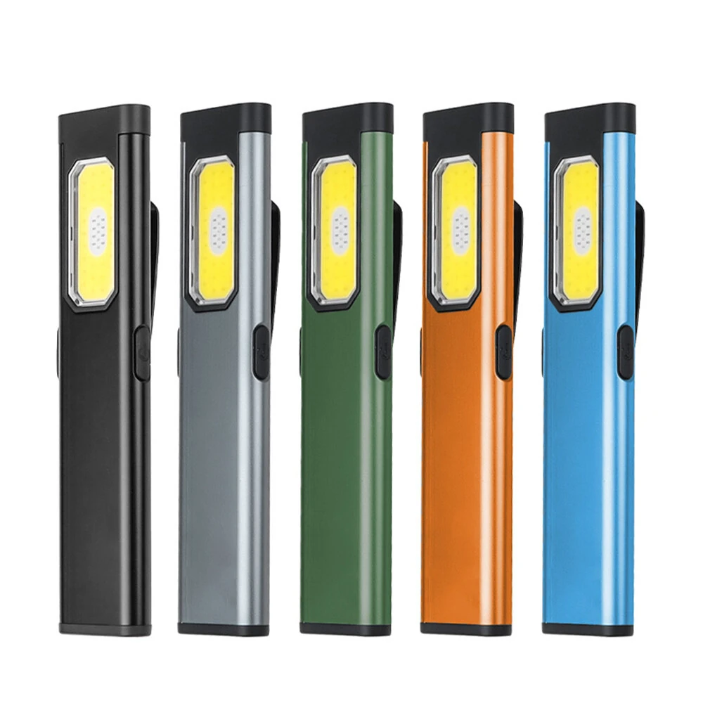 Multi-functional Super Bright LED Mini Flashlight Dual Source USB Rechargeable Work Lamp High Brightness For Camping Hiking Magnetic Back Clip Light for Work Emergency — Multi-functional