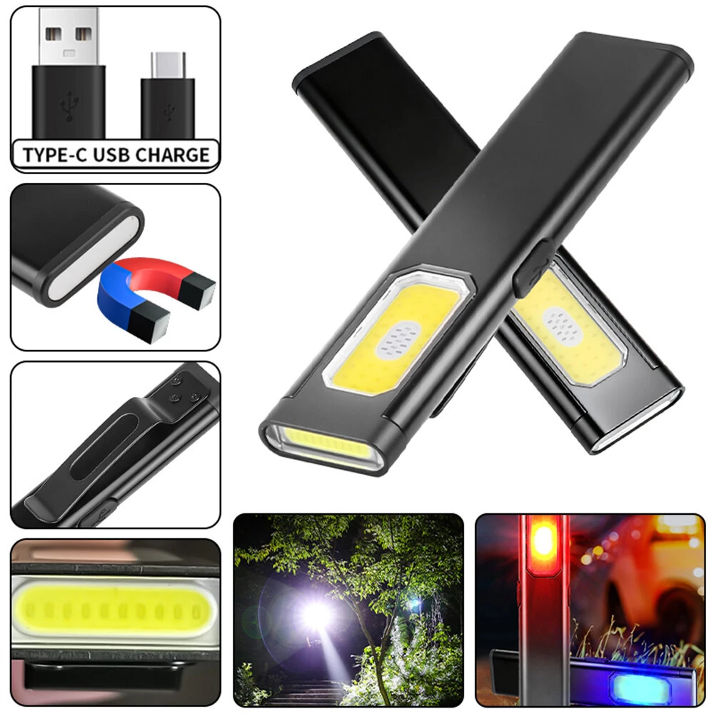 Multi-functional Super Bright LED Mini Flashlight Dual Source USB Rechargeable Work Lamp High Brightness For Camping Hiking Magnetic Back Clip Light for Work Emergency — view 5