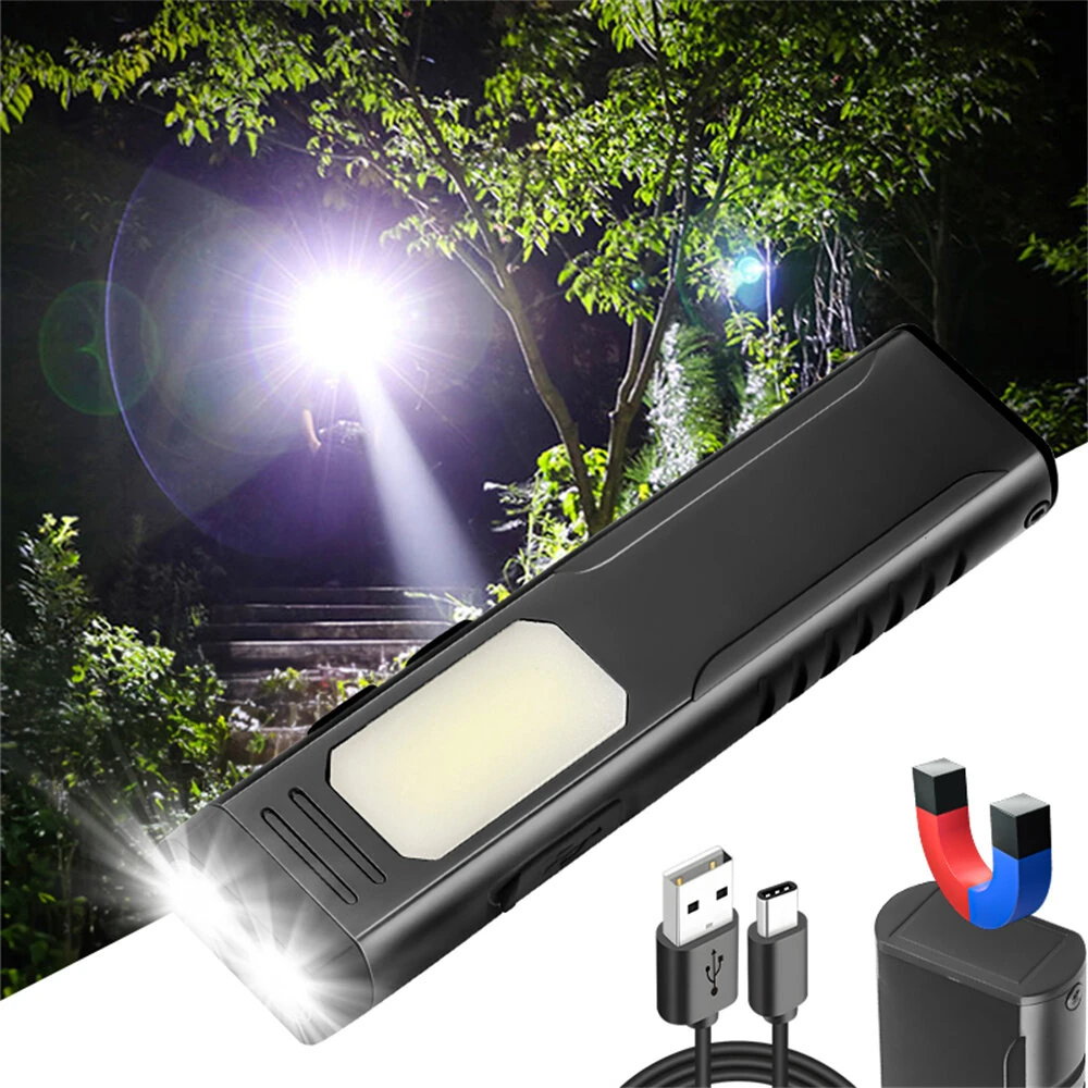 Multi-Functional USB Rechargeable Work Light with Pen Clip and Buzzer Strong Magnetic COB Aluminum Flashlight Camping Tent Lamp — view 5