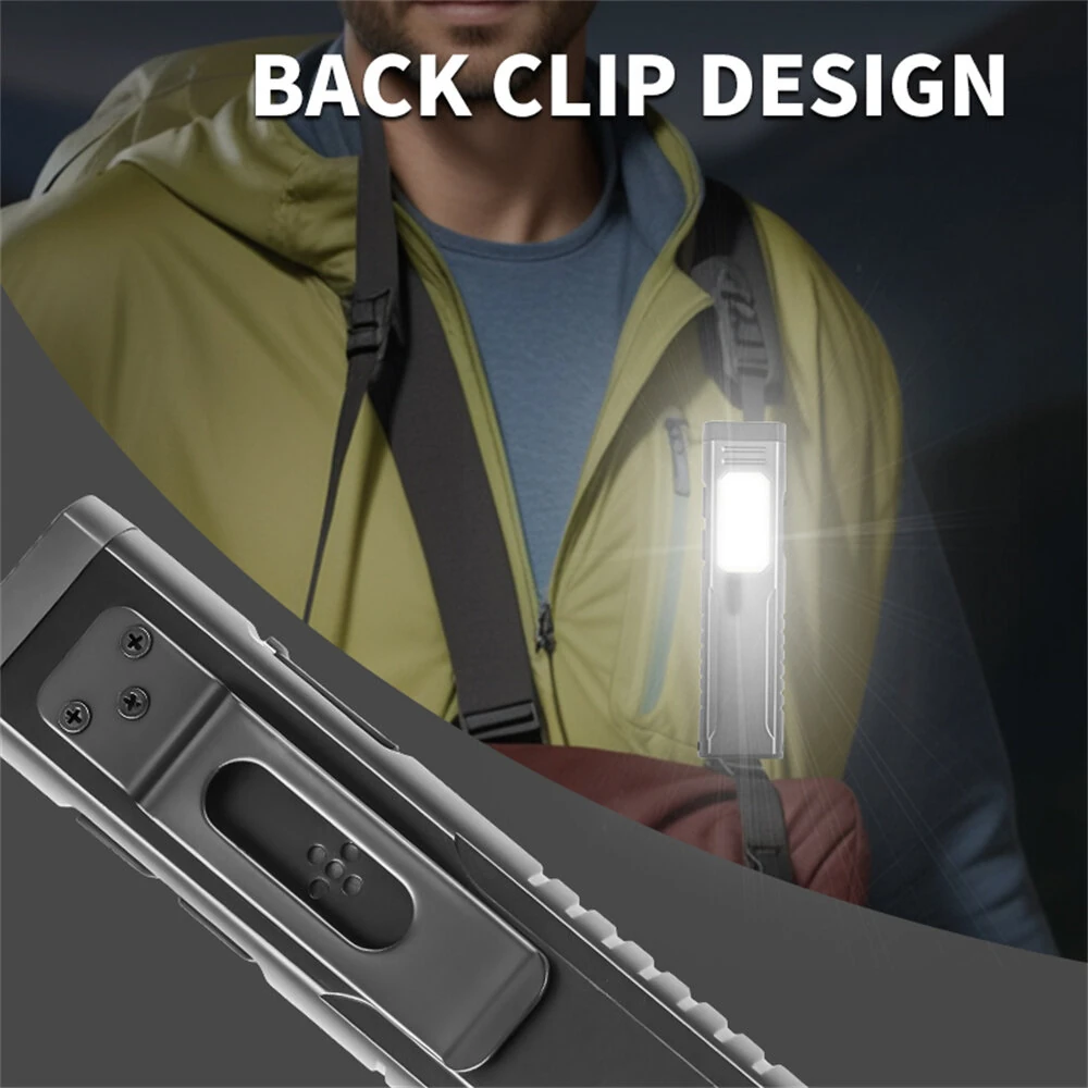 Multi-Functional USB Rechargeable Work Light with Pen Clip and Buzzer Strong Magnetic COB Aluminum Flashlight Camping Tent Lamp — view 6
