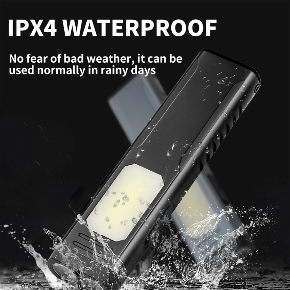 Multi-Functional USB Rechargeable Work Light with Pen Clip and Buzzer Strong Magnetic COB Aluminum Flashlight Camping Tent Lamp — view 8