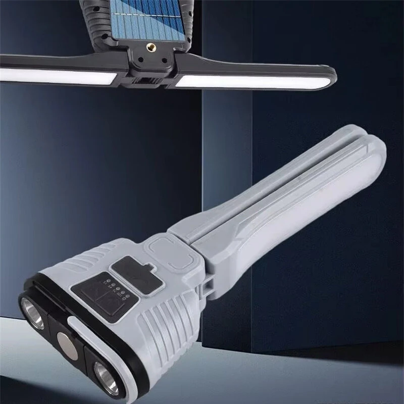 Multi Light Sourch Multifunctional Flashlight Solar Power Bank Outdoor USB Folding Camping LED Light Magnetic Work Light Warning Lamp — view 10