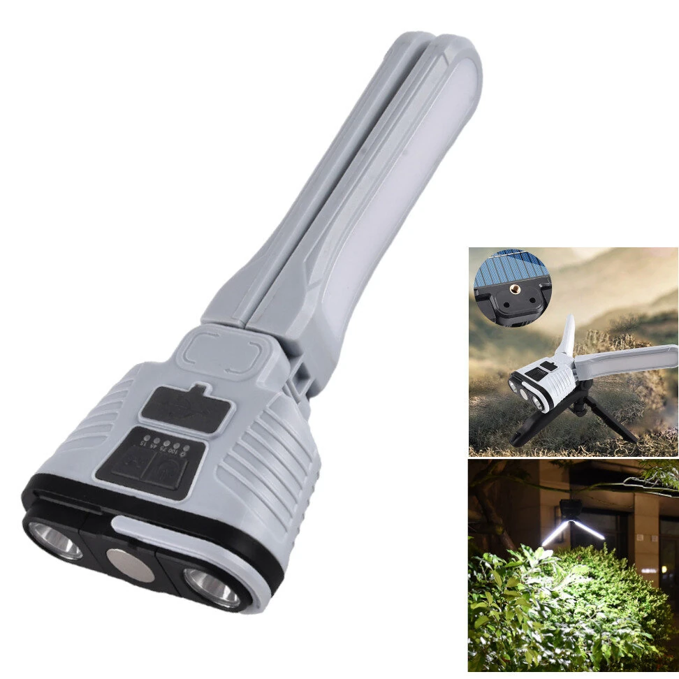 Multi Light Sourch Multifunctional Flashlight Solar Power Bank Outdoor USB Folding Camping LED Light Magnetic Work Light Warning Lamp — view 2