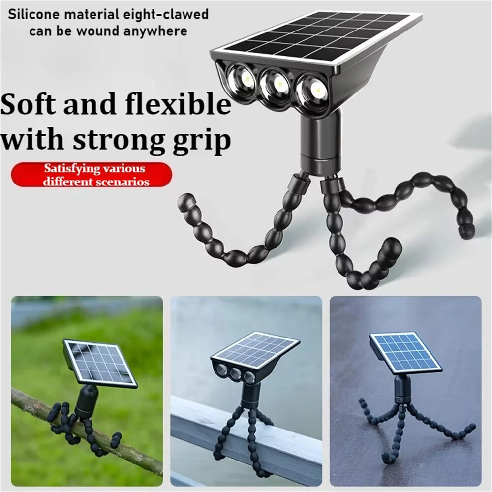 Multi-Use LED Solar Flood Light Waterproof Portable Wall Lamp Security Lights Clip Flexible Octopus Tripod Outdoor Garden Decorative Light — view 2