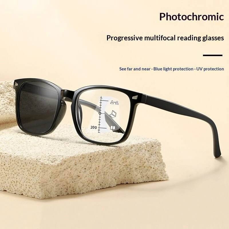 Multifocal Photochromic Reading Glasses Men Women Lightweight Comfy Anti-blue Light HD Near Far Presbyopia Glasses — view 2