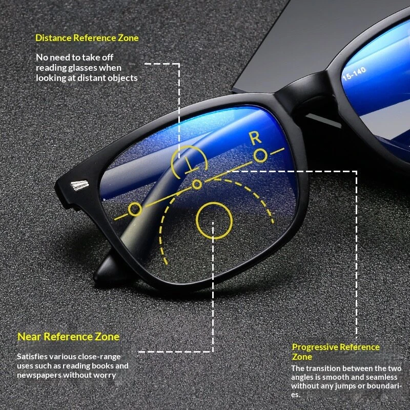 Multifocal Photochromic Reading Glasses Men Women Lightweight Comfy Anti-blue Light HD Near Far Presbyopia Glasses — view 3
