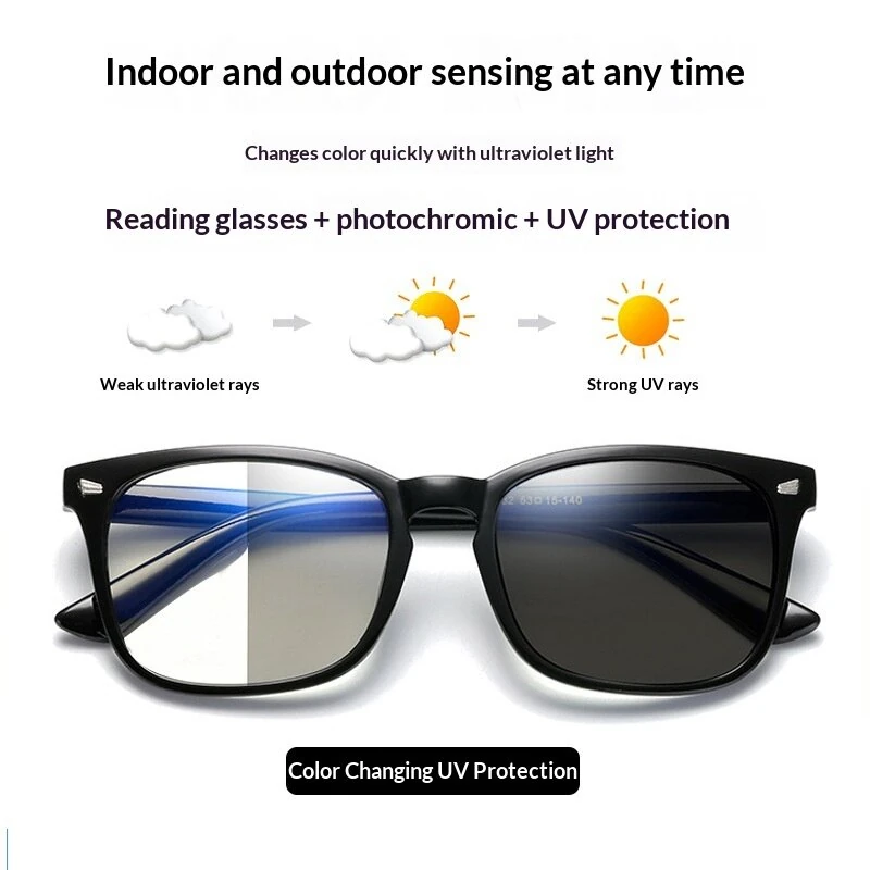 Multifocal Photochromic Reading Glasses Men Women Lightweight Comfy Anti-blue Light HD Near Far Presbyopia Glasses — view 4