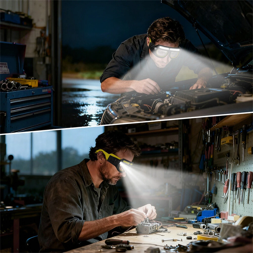Multifunction Glasses Lamp Rechargeable Headlamp Ultra Light Design For Outdoor Cycling Fishing Climbing Repair Light — view 3