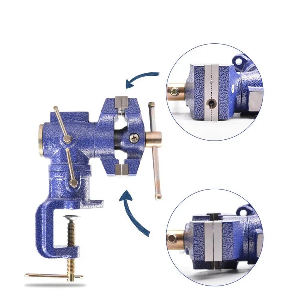 Multifunctional Double Jaw Bench Vise 360-Degree Rotating Head 60mm Table Clamp With Anvil For Woodworking Workbench — view 2