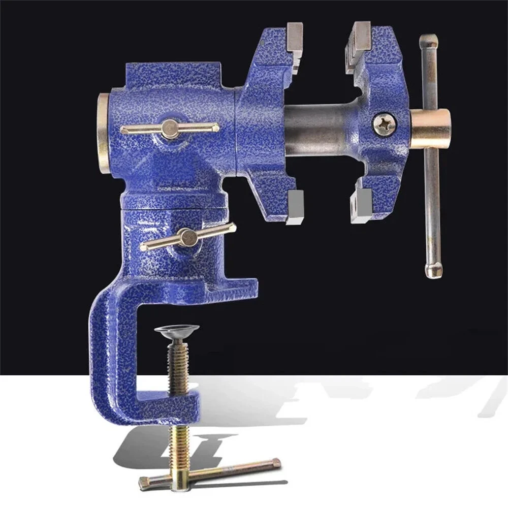 Multifunctional Double Jaw Bench Vise 360-Degree Rotating Head 60mm Table Clamp With Anvil For Woodworking Workbench — view 4