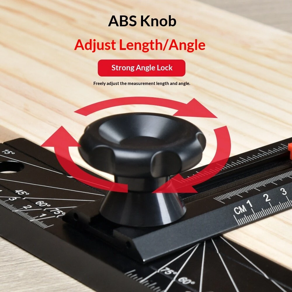 Multifunctional Drilling Positioning Ruler T-Square Angle Measuring Ruler 400mm 800mm Aluminum Alloy Woodworking Hole Locator Marking Gauge — view 5