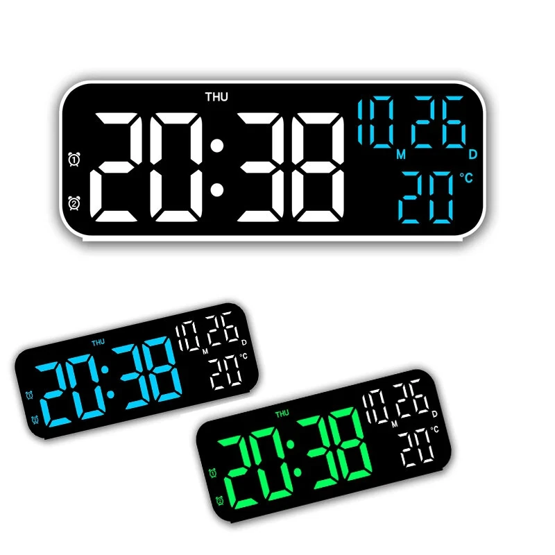Multifunctional LED Clock 12/24H Digital Wall Alarm Clock LED Temperature Date Display Week Night Mode Table Clock Minimalist — Pricio