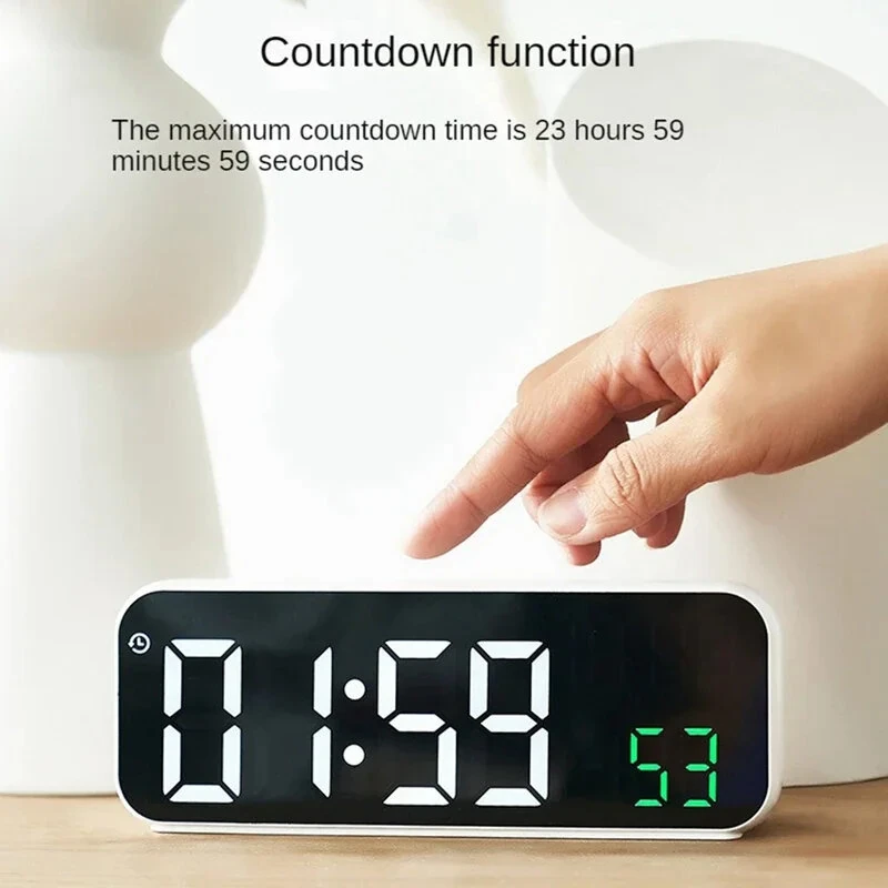 Multifunctional LED Clock 12/24H Digital Wall Alarm Clock LED Temperature Date Display Week Night Mode Table Clock Minimalist — view 4
