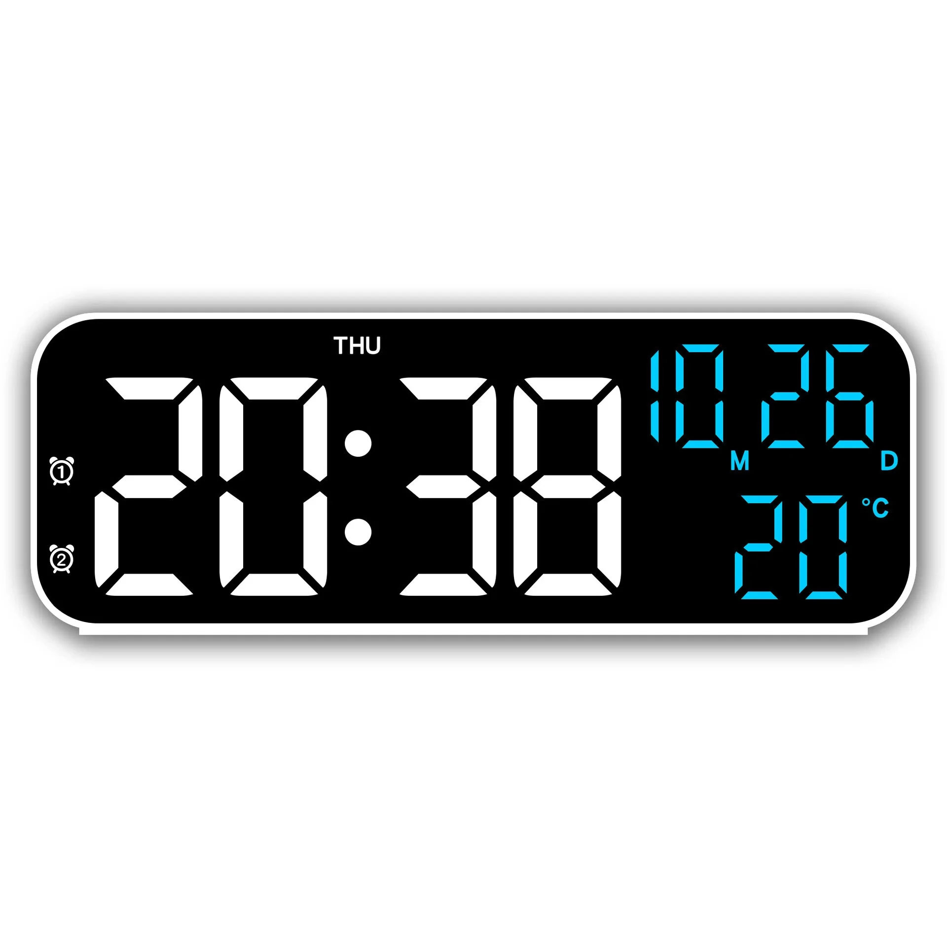 Multifunctional LED Clock 12/24H Digital Wall Alarm Clock LED Temperature Date Display Week Night Mode Table Clock Minimalist — view 8