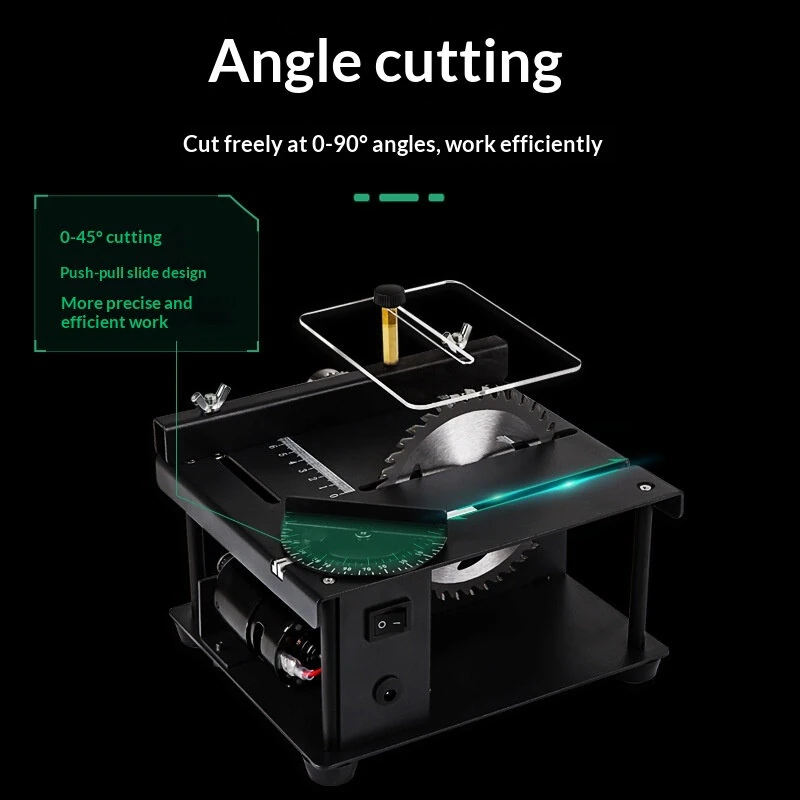 Multifunctional Mini Table Saw Kit Benchtop Cutter with Blade Lifting Function 0-90° Angle Cutting 7-Speed Control for DIY Hobby Woodworking — view 2