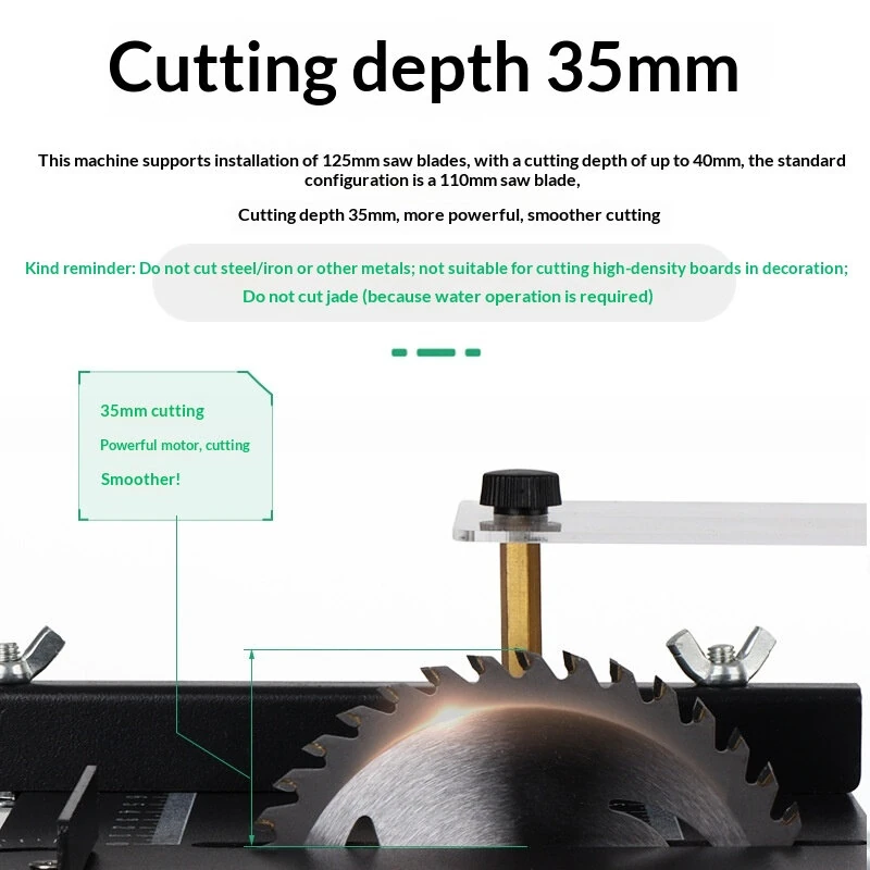 Multifunctional Mini Table Saw Kit Benchtop Cutter with Blade Lifting Function 0-90° Angle Cutting 7-Speed Control for DIY Hobby Woodworking — view 3