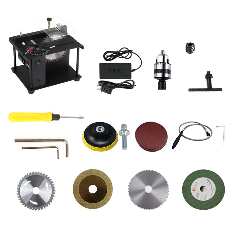 Multifunctional Mini Table Saw Kit Benchtop Cutter with Blade Lifting Function 0-90° Angle Cutting 7-Speed Control for DIY Hobby Woodworking — view 4