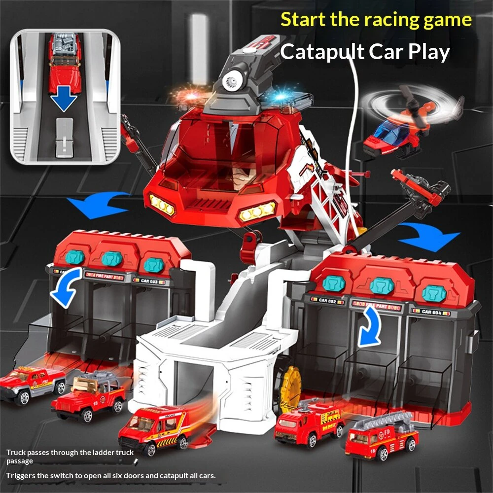 Multifunctional Racing Rescue Vehicle Deformed Engineering Fire Truck Alloy Fire Truck Police Cars with Water Spray Function Kids Fire Engine Toy — view 4