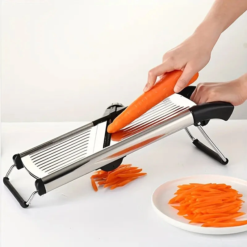 Multifunctional Vegetable Cutter Grater Food Slicer Adjustable Thickness for Cheese Fruits Vegetables Stainless Steel Food Cutter Slicer Dicer with Extra Brush for Kitchen — view 7
