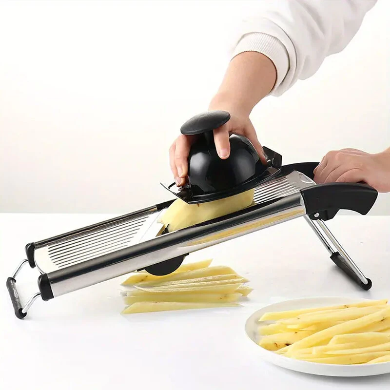 Multifunctional Vegetable Cutter Grater Food Slicer Adjustable Thickness for Cheese Fruits Vegetables Stainless Steel Food Cutter Slicer Dicer with Extra Brush for Kitchen — view 8