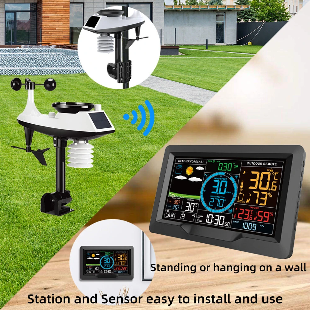 Multifunctional Weather Station Temperature Humidity Wind Speed and Rainfall Detection Wireless Weather Forecast Clock — view 3