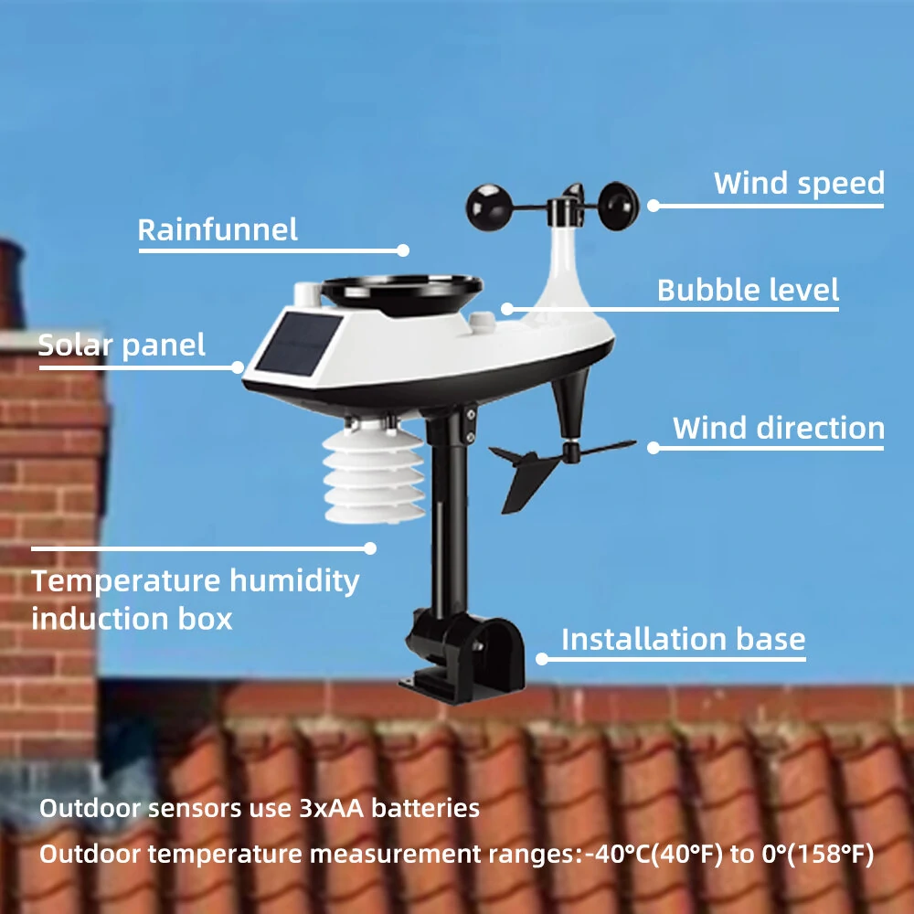 Multifunctional Weather Station Temperature Humidity Wind Speed and Rainfall Detection Wireless Weather Forecast Clock — view 5