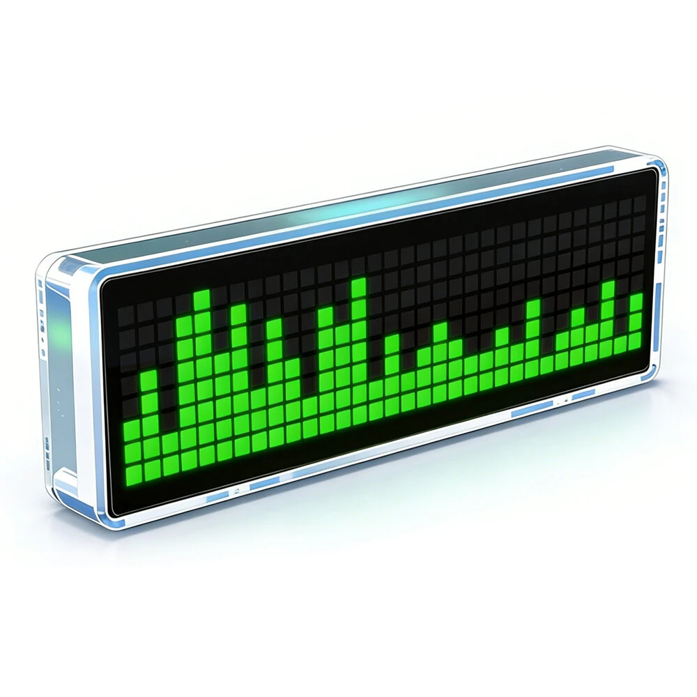 Music Spectrum Clock DIY Kit 8x32 LED Matrix 256 LEDs USB-C 5V Audio Reactive Transparent Acrylic Case Time Display Desktop Ambience Light Visualizer — view 7