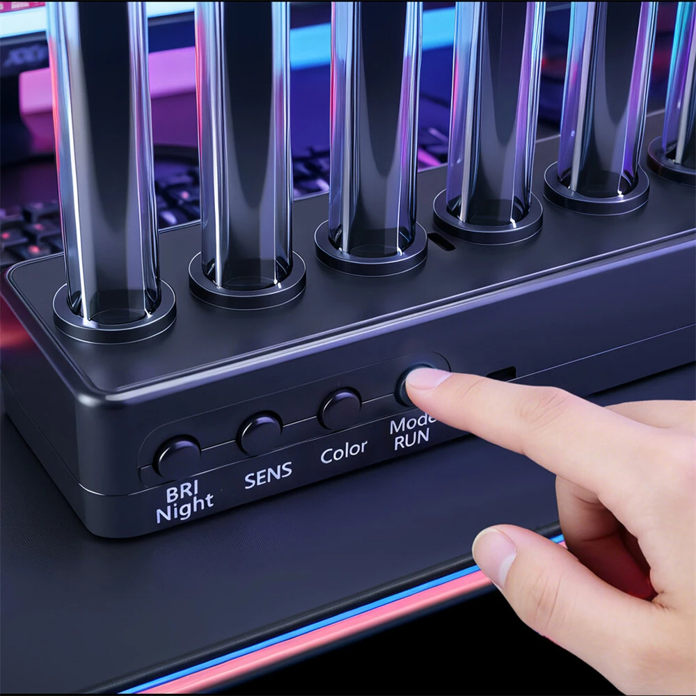 Music Sync Spectrum Light Bar 240 RGB LEDs 14 Color Modes 8 Visualizer Effects USB-C 5V 2A Sound Reactive Ambient Lighting Night Light Adjustable Brightness Desktop Gaming Decor — view 7