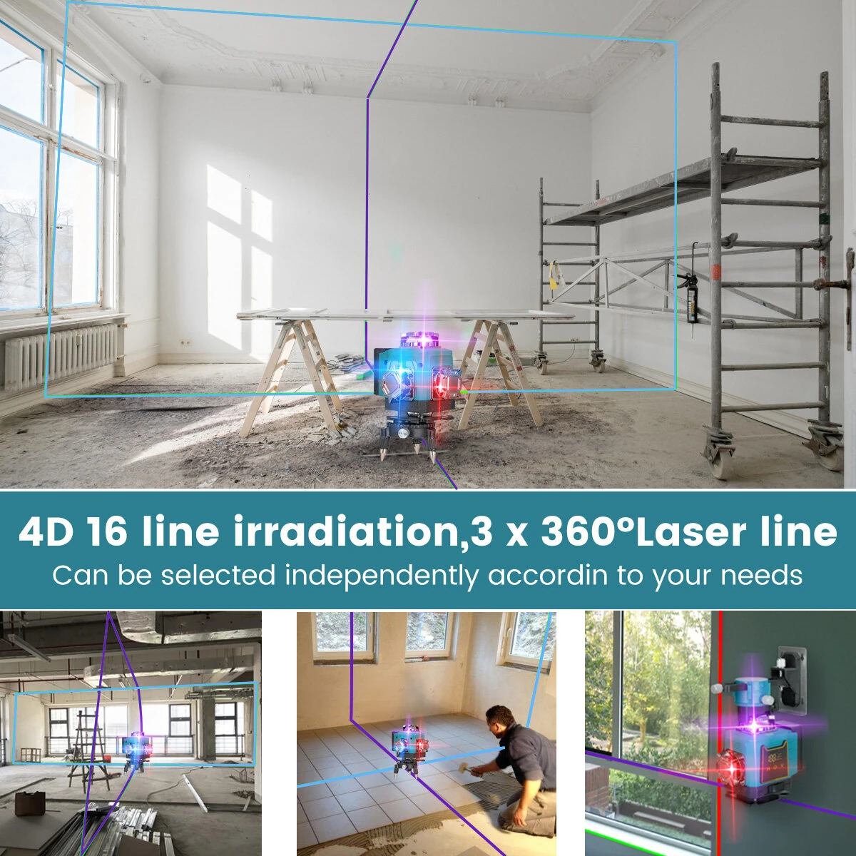 MUSTOOL 4D 16 Line Laser Level 4-color Laser Instrument With Magnet Wall Level Portable Provincial Support Cross Laser Instrument — view 2
