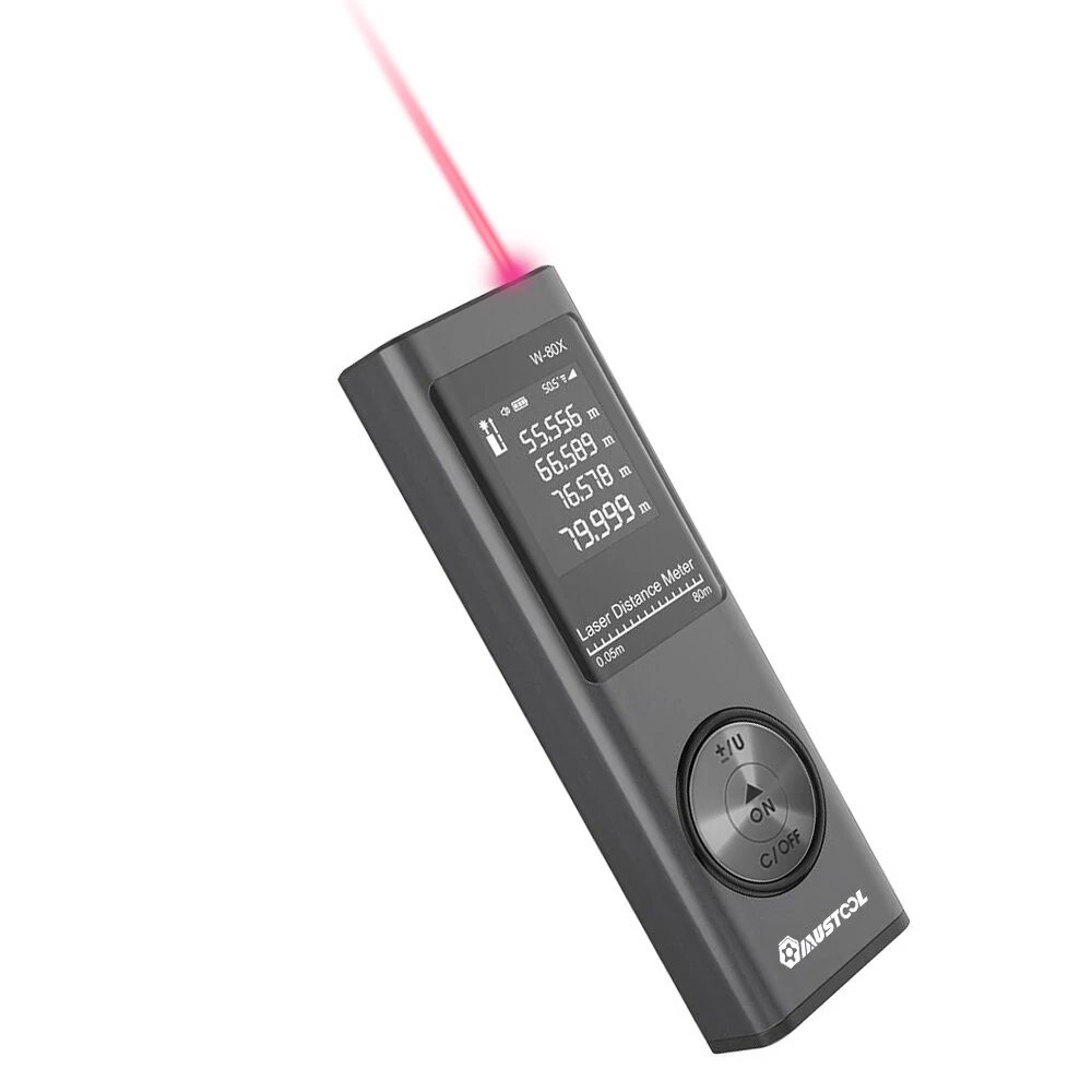 MUSTOOL 80m Digital Mini Laser Rangefinder with Electronic Angle Sensor M/In/Ft Unit Switching USB Charging Pythagorean Mode Distance Area Volume Measure Laser Distance Meter — view 4