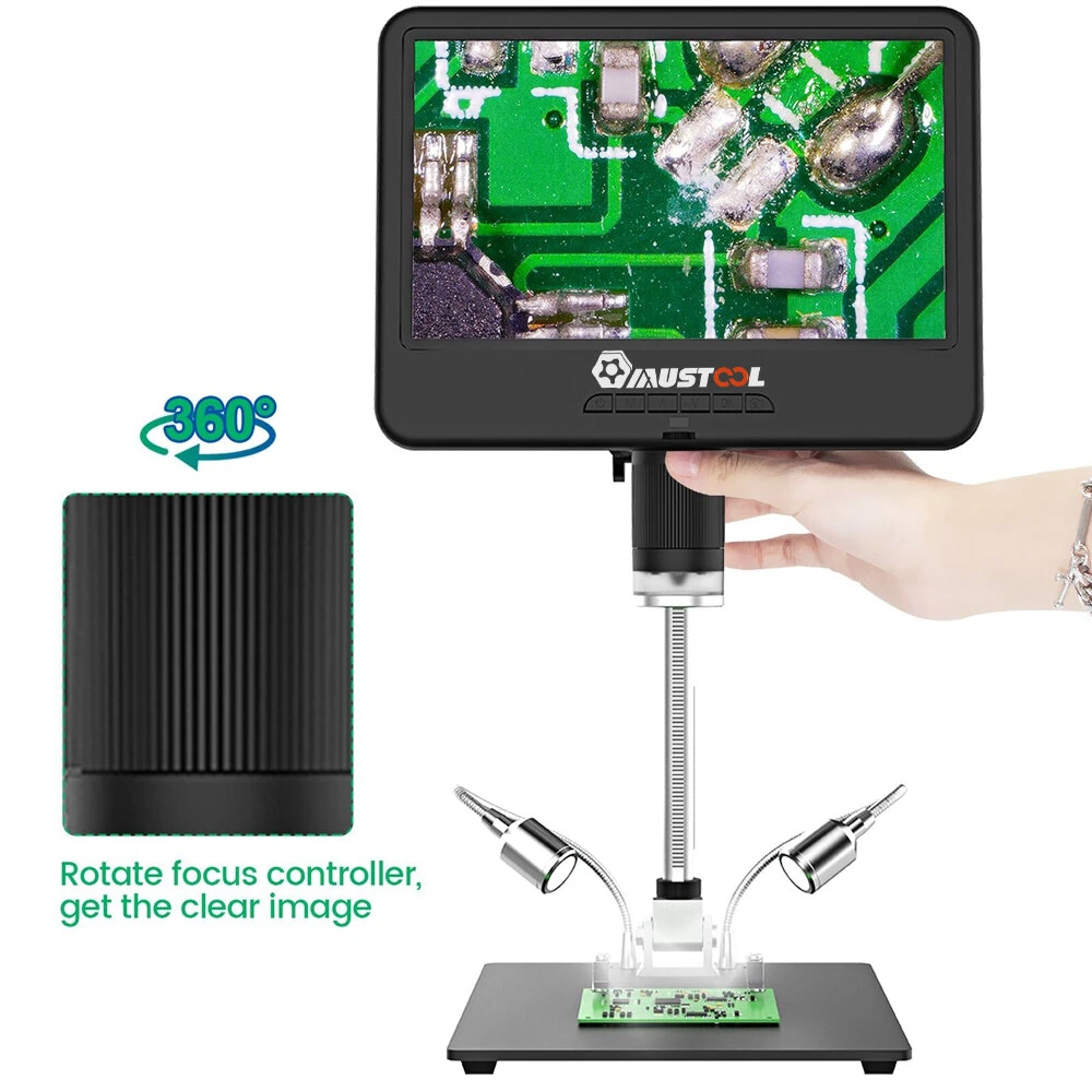 MUSTOOL AD210 10" Digital Microscope 5X-260X Magnification Adjustable LCD for PCB/SMD 1080P Soldering Microscopio — view 3