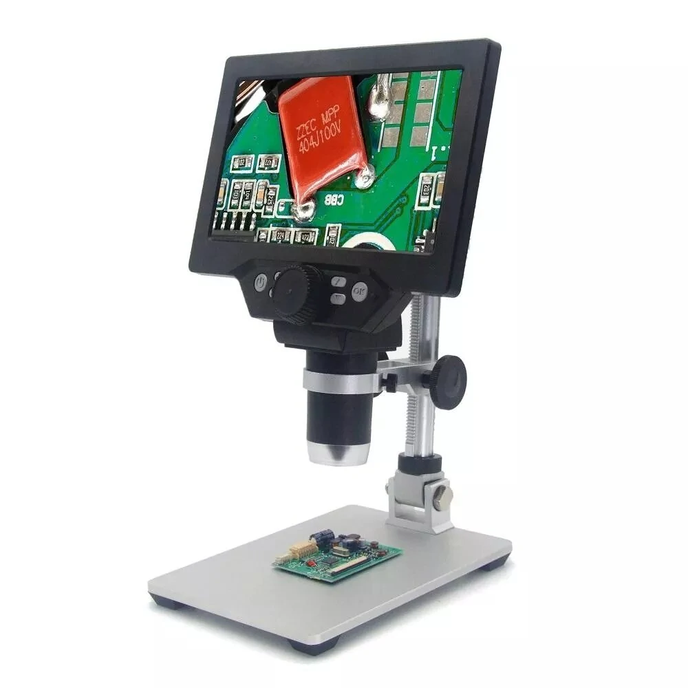 MUSTOOL G1200 Digital Microscope 12MP 7 Inch Large Color Screen Large base LCD Display 1-1200X Continuous Amplification Magnifier with Aluminum Alloy Stand Power Supply Version