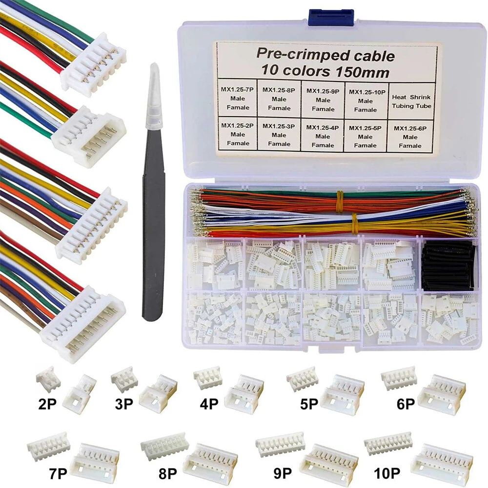 MX1.25mm Male Connector Kit 2/3/4/5/6/7/8/9/10P Crimp Terminal Wire For Pixhawk APM2.8 Male Plug Electronic — view 2