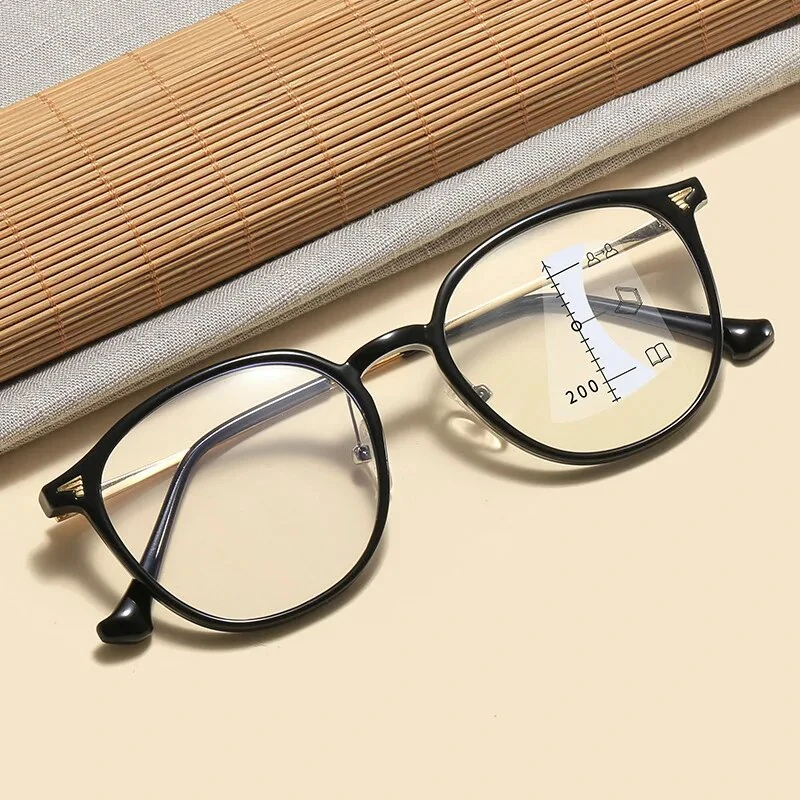 Near Far Progressive Multifocal Reading Glasses Men Women Fashion Round Frame Anti Blue Light Presbyopia Eyeglasses — view 2