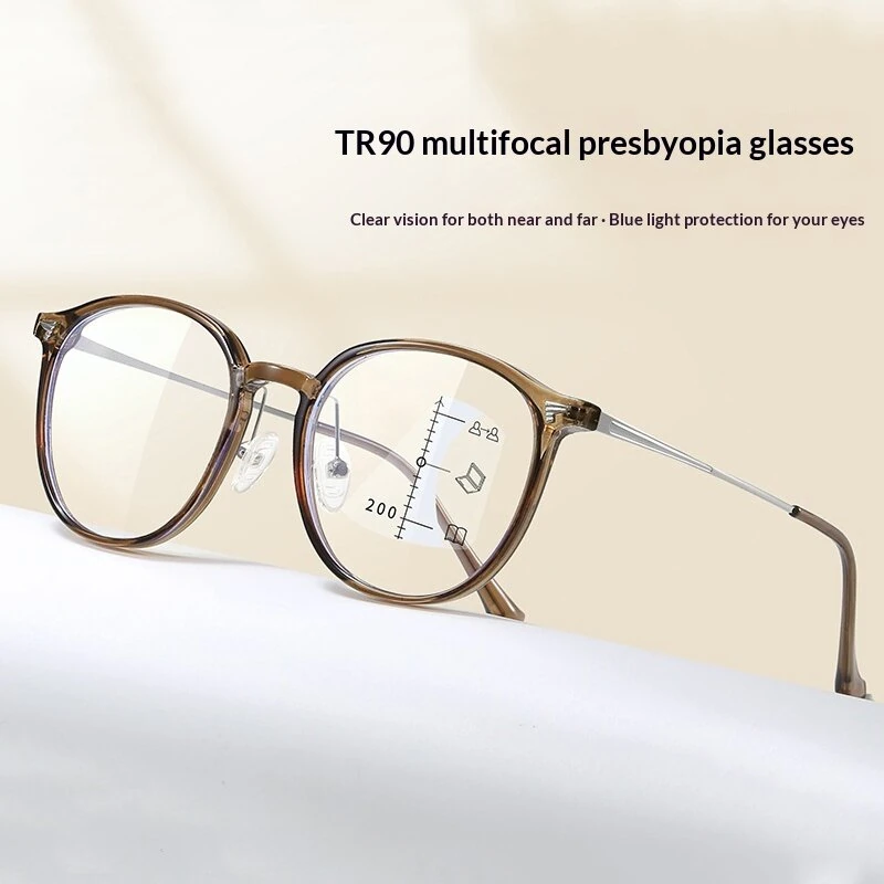 Near Far Progressive Multifocal Reading Glasses Men Women Fashion Round Frame Anti Blue Light Presbyopia Eyeglasses — view 3