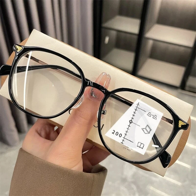 Near Far Progressive Multifocal Reading Glasses Men Women Fashion Round Frame Anti Blue Light Presbyopia Eyeglasses — view 4