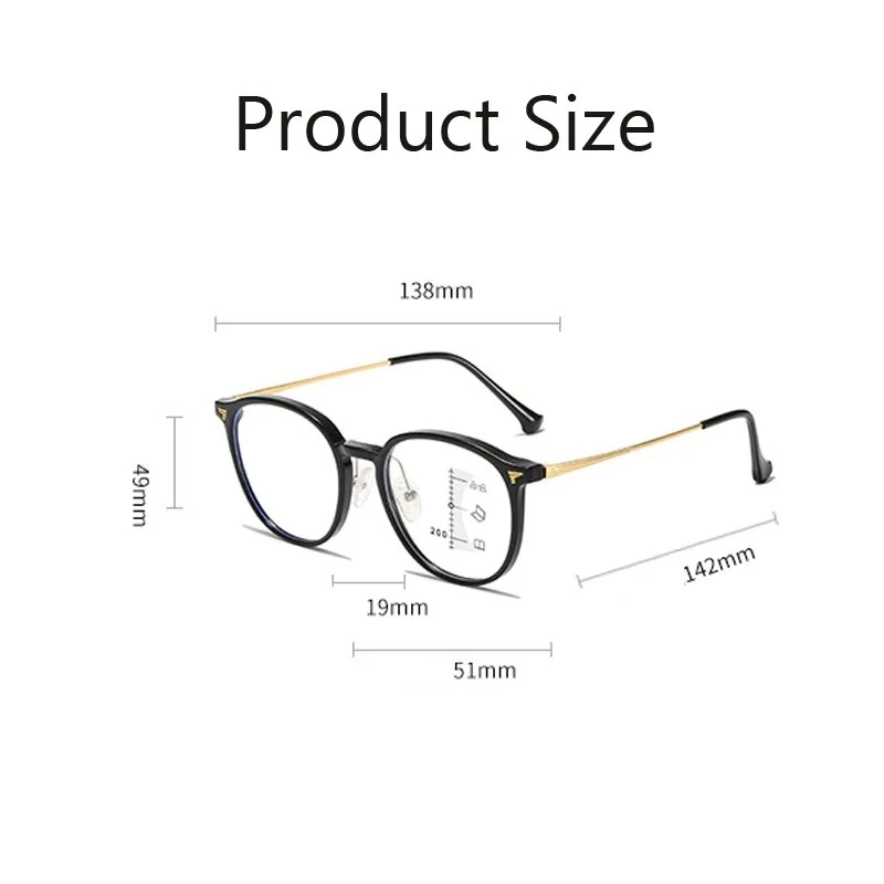 Near Far Progressive Multifocal Reading Glasses Men Women Fashion Round Frame Anti Blue Light Presbyopia Eyeglasses — view 5