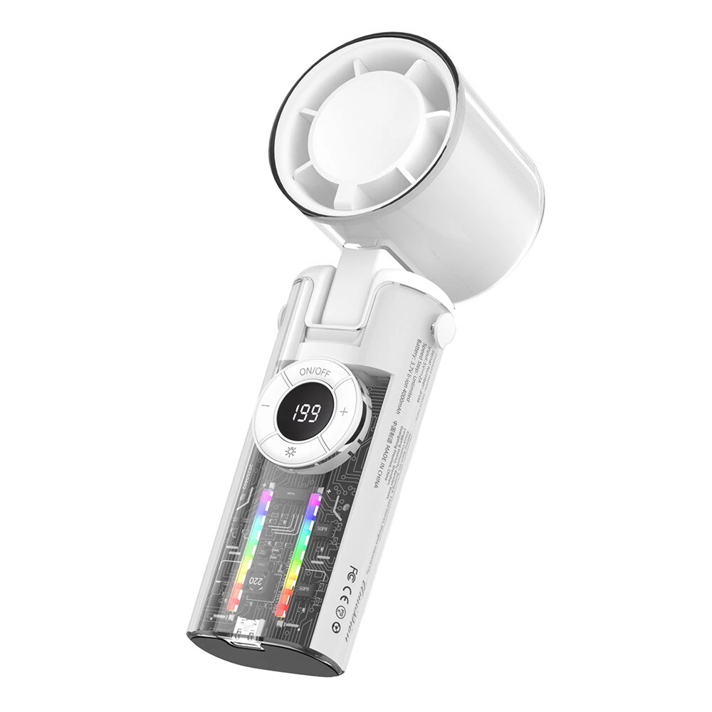 Neck Hanging Fan Portable 199 Gear Cooling Fan Turbine Handheld Small Fan with LED Display Smart Indicator Lights — view 3