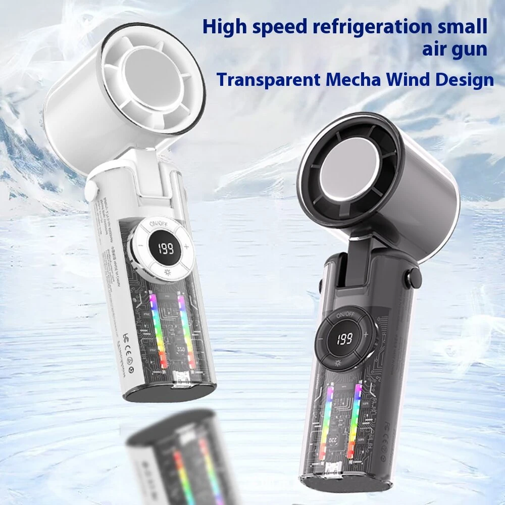 Neck Hanging Fan Portable 199 Gear Cooling Fan Turbine Handheld Small Fan with LED Display Smart Indicator Lights — view 4