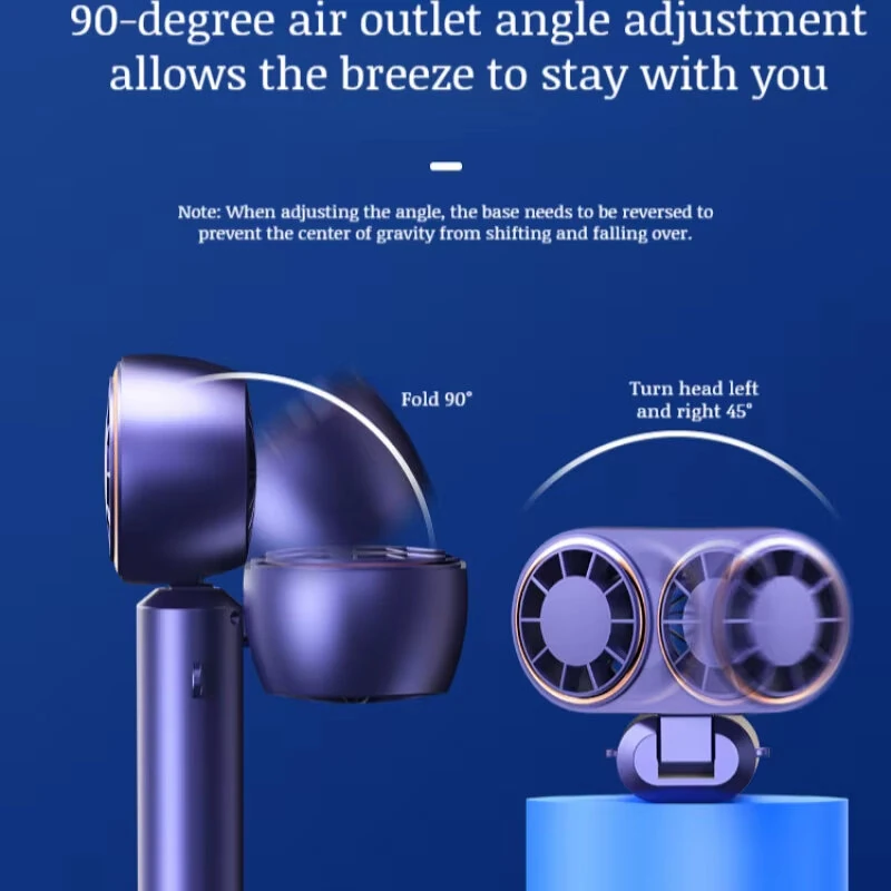 Neck Hanging Fan USB Rechargeable Folding Design Dual Turbo Dual Fan Cooler Rechargeable Cooling Fan With Digital Display — view 8