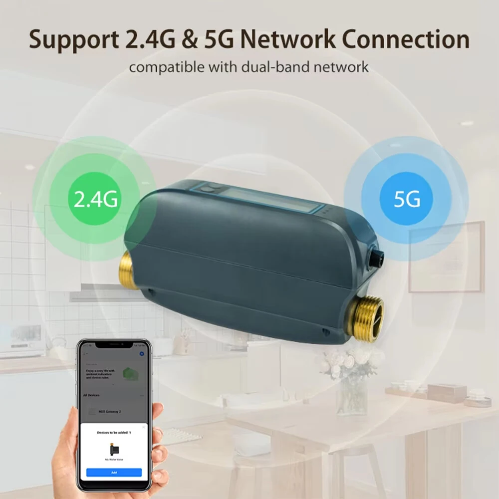 NEO DN20 Tuya Smart WiFi Water Valve Water Flow Rate and Water Meter Shut On/Off Remote Control Real Time Display IP66 Waterproof Work with Alexa Google Assistant — view 3