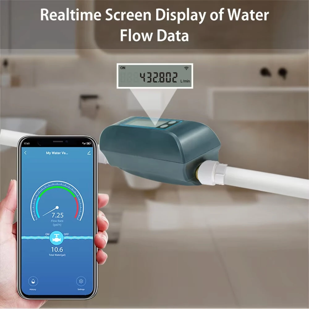 NEO DN20 Tuya Smart WiFi Water Valve Water Flow Rate and Water Meter Shut On/Off Remote Control Real Time Display IP66 Waterproof Work with Alexa Google Assistant — view 6