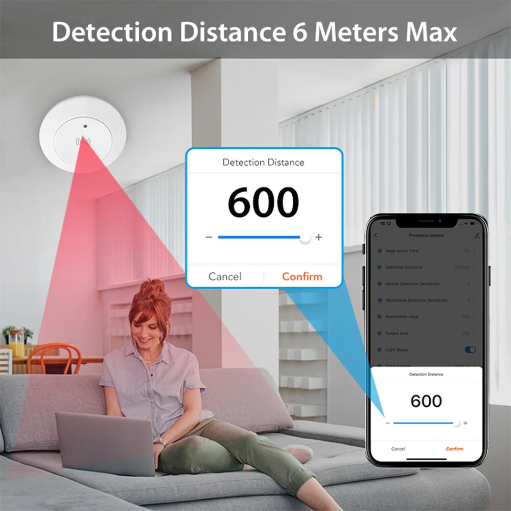 NEO Tuya WiFi 24G MmWave Radar Smart Human Presence Sensor with Illumination Detector Support Wired Light Switch 95-250V — view 4