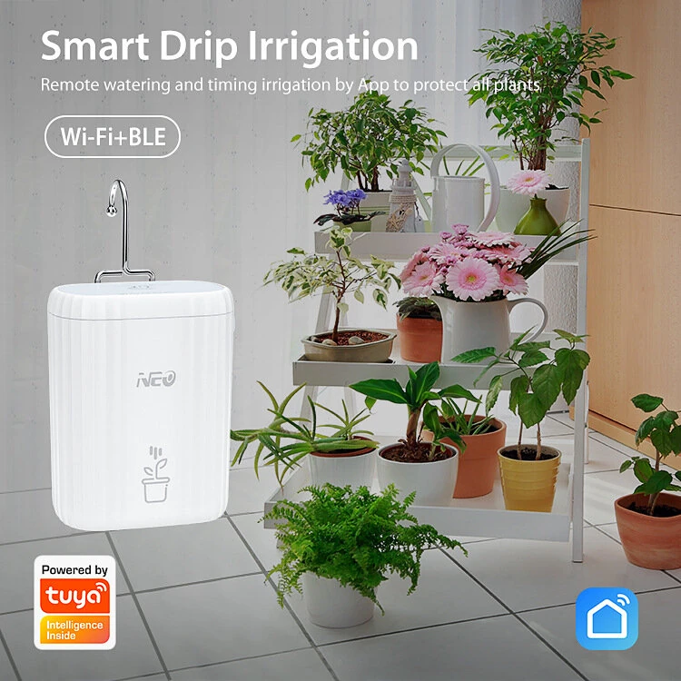 NEO WiFi Smart Drip Irrigation Kit for 10 Potted Plants Automatic Plant Waterer App Control Timer Function Water Shortage Power Alert Remote Control — view 2